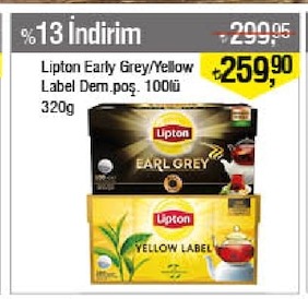 Lipton Earl Grey Yellow Label Dem.Poş. 100Lü 320G