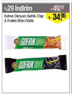 Kahve Dünyası Gofrik 33Gr Fıstıklı Bitter/Sütlü