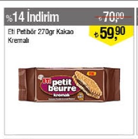 Eti Petit Beurre 270Gr Kakao Kremalı