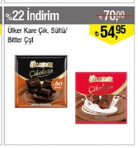 Ülker Kare Çik. Sütlü/Bitter Çeşit