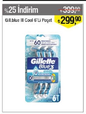Gillette Blue Iii Cool 6'Li Poşet
