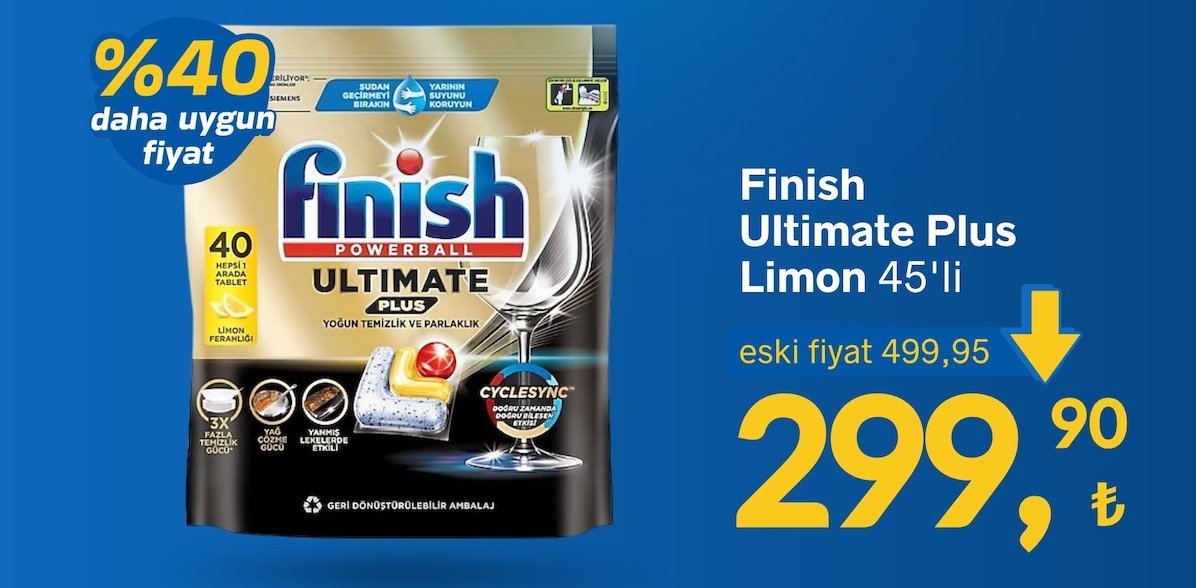 Finish Ultimate Plus Limon 40'Lı