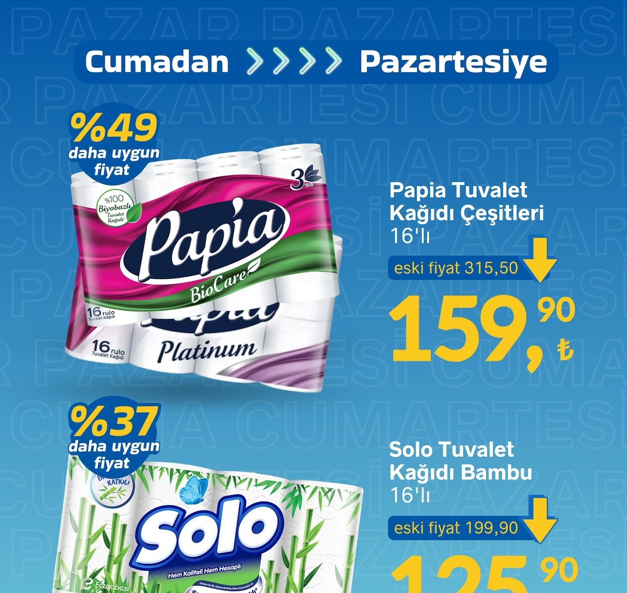 Papia Tuvalet Kağıdı Çeşitleri 16'Lı