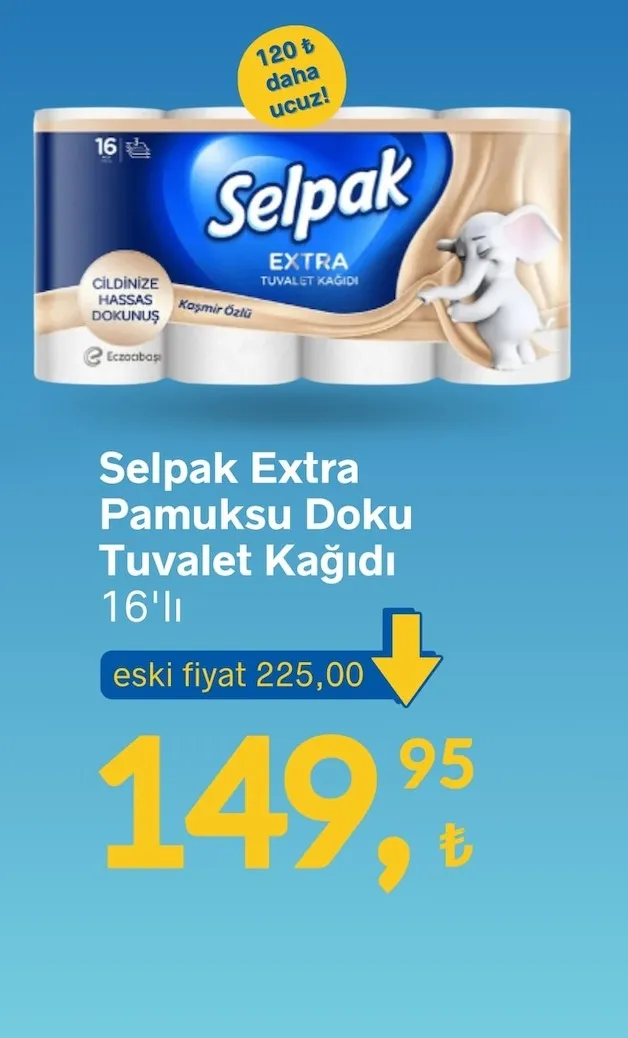 Selpak Extra Pamuksu Doku Tuvalet Kağıdı 16'Lı