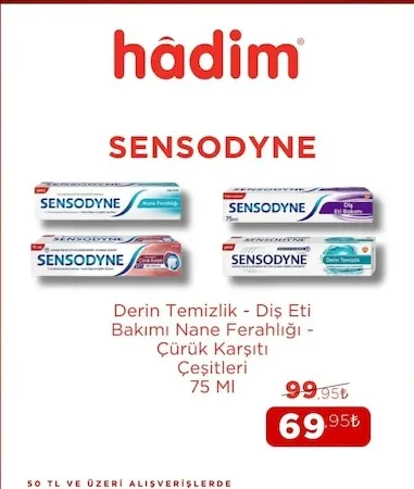 Sensodyne Derin Temizlik - Diş Eti Bakımı Nane Ferahlığı - Çürük Karşıtı Çeşitleri 75 Ml
