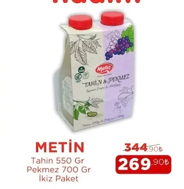 Meti̇N Tahin 550 Gr Pekmez 700 Gr İkiz Paket