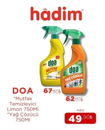 Doa Mutfak Temizleyici Limon 750Ml + Yağ Çözücü 750Ml