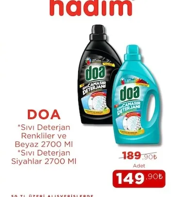 Doa Sıvı Deterjan Renkliler Ve Beyaz 2700 Ml