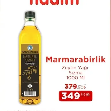 Marmarabirlik Zeytin Yağı Sızma 1000 Ml