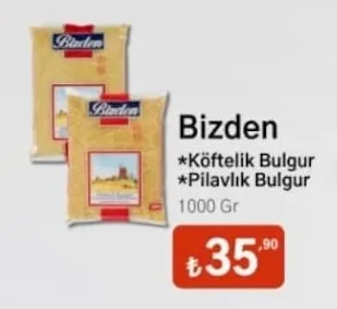 Bizden Köftelik Bulgur Pilavlık Bulgur 1000 Gr