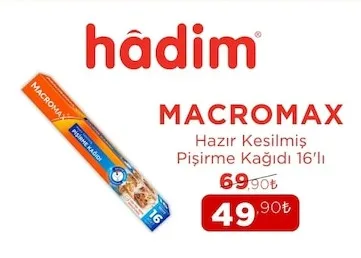 Hadim Macromax Hazır Kesilmiş Pişirme Kağıdı 16'Lı