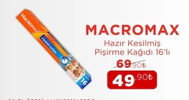 Macromax Hazır Kesilmiş Pişirme Kağıdı 16'Lı