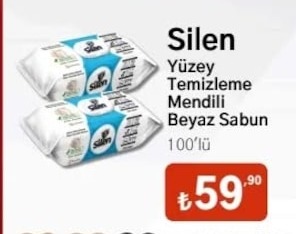 Silen Yüzey Temizleme Mendili Beyaz Sabun 100'Lü