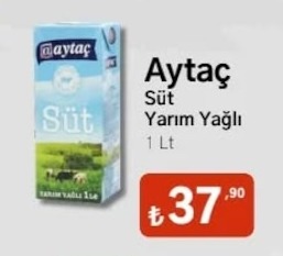 Aytaç Süt Yarım Yağlı 1 Lt