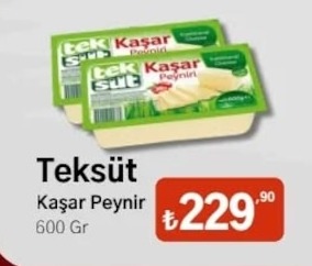 Teksüt Kaşar Peynir 600 Gr