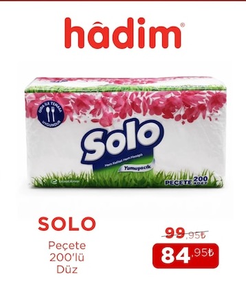 Solo Peçete 200'Lü Düz