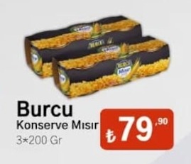 Burcu Konserve Mısır 3*200 Gr
