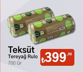 Teksüt Tereyağ Rulo 700 Gr