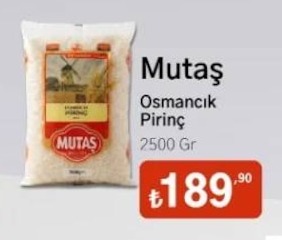 Mutaş Osmancık Pirinç 2500 Gr