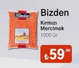 Bizden Kırmızı Mercimek 1000 Gr