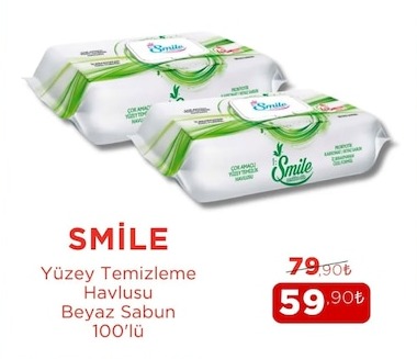 Smile Yüzey Temizleme Havlusu Beyaz Sabun 100'Lü