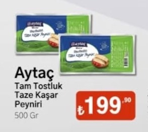 Aytaç Tam Tostluk Taze Kaşar Peyniri 500 Gr