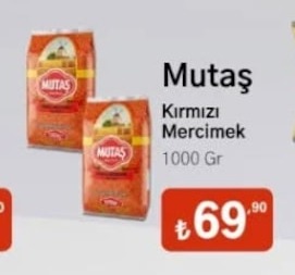 Mutas Kırmızı Mercimek 1000 Gr