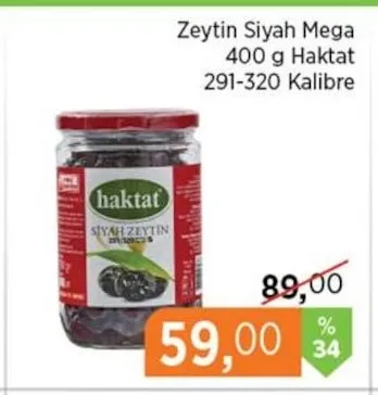 Haktat Siyah Zeytin Mega 400 G