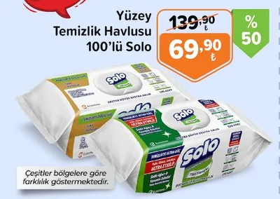 Yüzey Temizlik Havlusu 100'Lü Solo