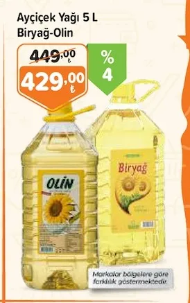 Ayçiçek Yağı 5 L Biryağ-Olin