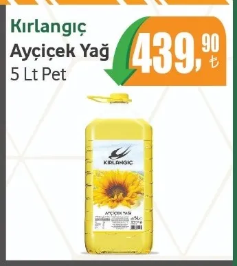 Kırlangıç Ayçiçek Yağı 5 Lt Pet