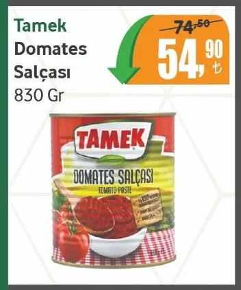 Tamek Domates Salçası 830 Gr