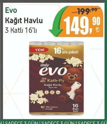 Evo Kağıt Havlu 3 Katlı 16'Lı