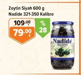 Zeytin Siyah 600 G Nadide 321-350 Kalibre