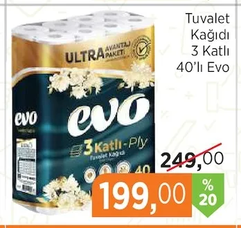 Tuvalet Kağıdı 3 Katlı 40'Lı Evo
