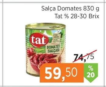 Salça Domates 830 G Tat % 28-30 Brix
