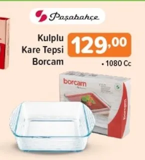 Paşabahçe Kulplu Kare Tepsi Borcam 1080 Cc