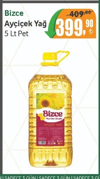 Bizce Ayçiçek Yağı 5 Lt Pet