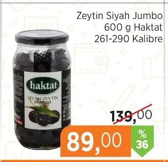 Zeytin Siyah Jumbo 600 G Haktat