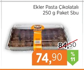 Ekler Pasta Çikolatalı 250 G Paket Sbu