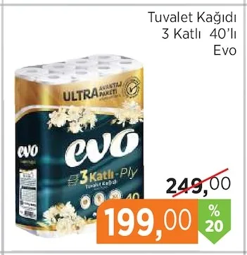 Tuvalet Kağıdı 3 Katlı 40'Lı Evo