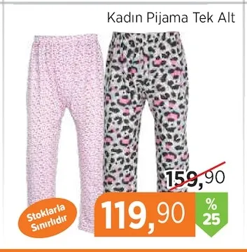 Kadın Pijama Tek Alt