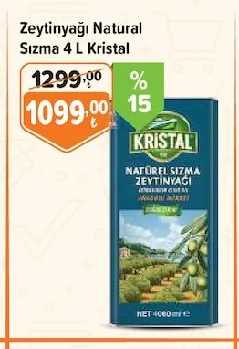 Zeytinyağı Natural Sızma 4 L Kristal