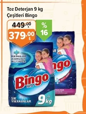 Toz Deterjan 9 Kg Çeşitleri Bingo