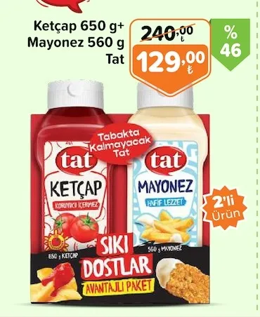Ketçap 650 G+ Mayonez 560 G Tat