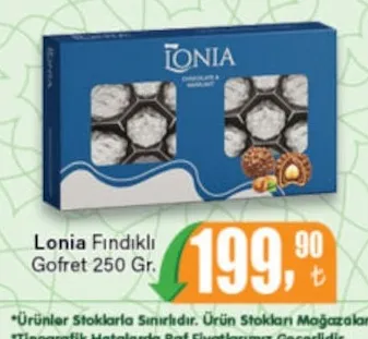 Lonia Fındıklı Gofret 250 Gr.