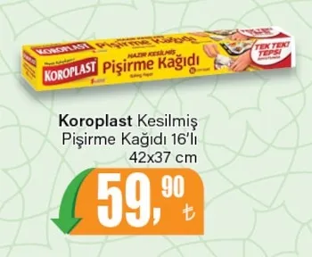 Koroplast Kesilmiş Pişirme Kağıdı 16'Lı