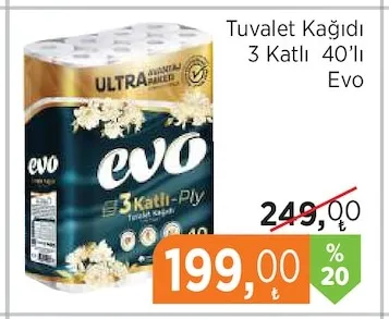 Tuvalet Kağıdı 3 Katlı 40'Lı Evo