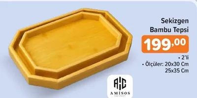 Sekizgen Bambu Tepsi
