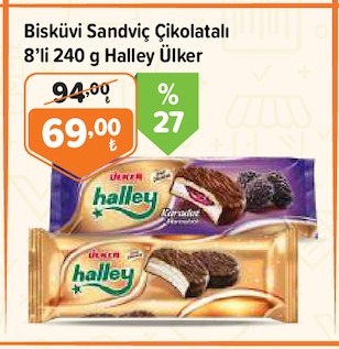 Bisküvi Sandviç Çikolatalı 8'Li 240 G Halley Ülker